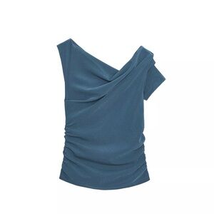 NWT ZARA Asymmetric Ruched Top